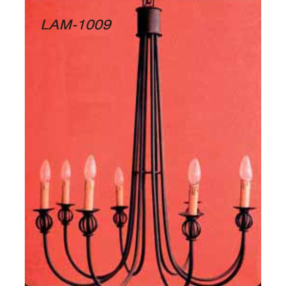 Lampara-techo-forja-8-luces-vastago-alto